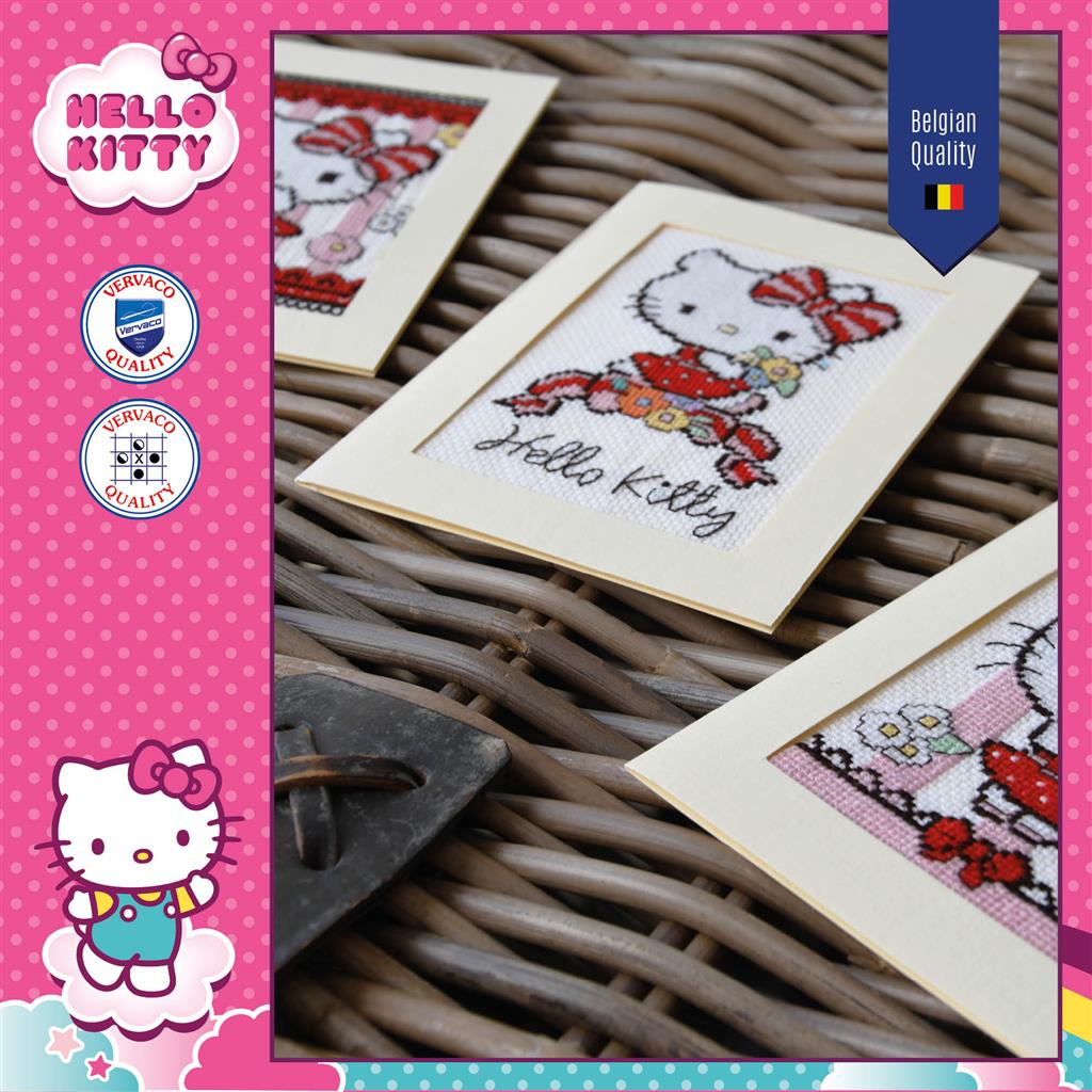 Greeting Card Embroidery Kit - Hello Kitty Flower Cuteness - Set of 3 PN-0205310