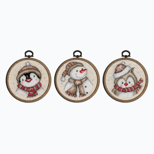 Borduurpakket - Miniatuur Kit Winterfiguurtjes - Set Van 3