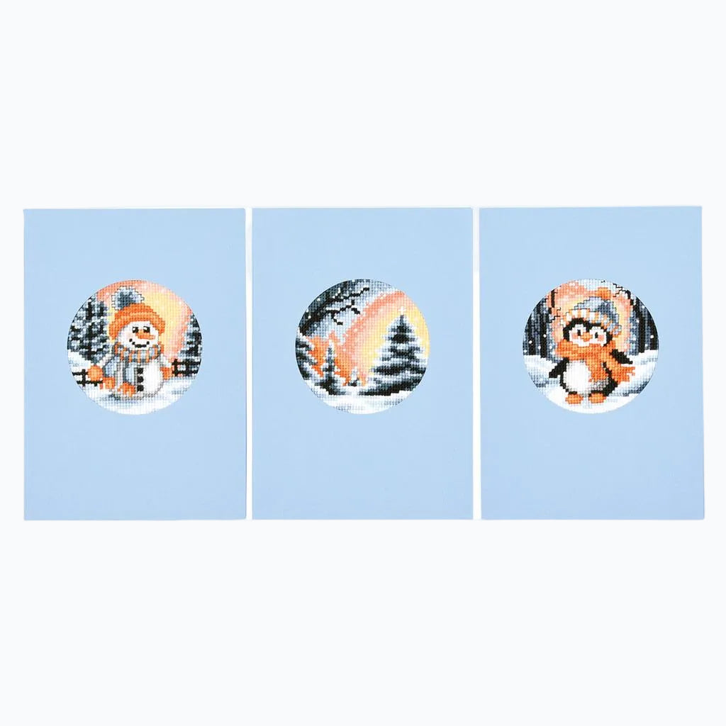 Wenskaart Borduurpakket - Winter - Set Van 3