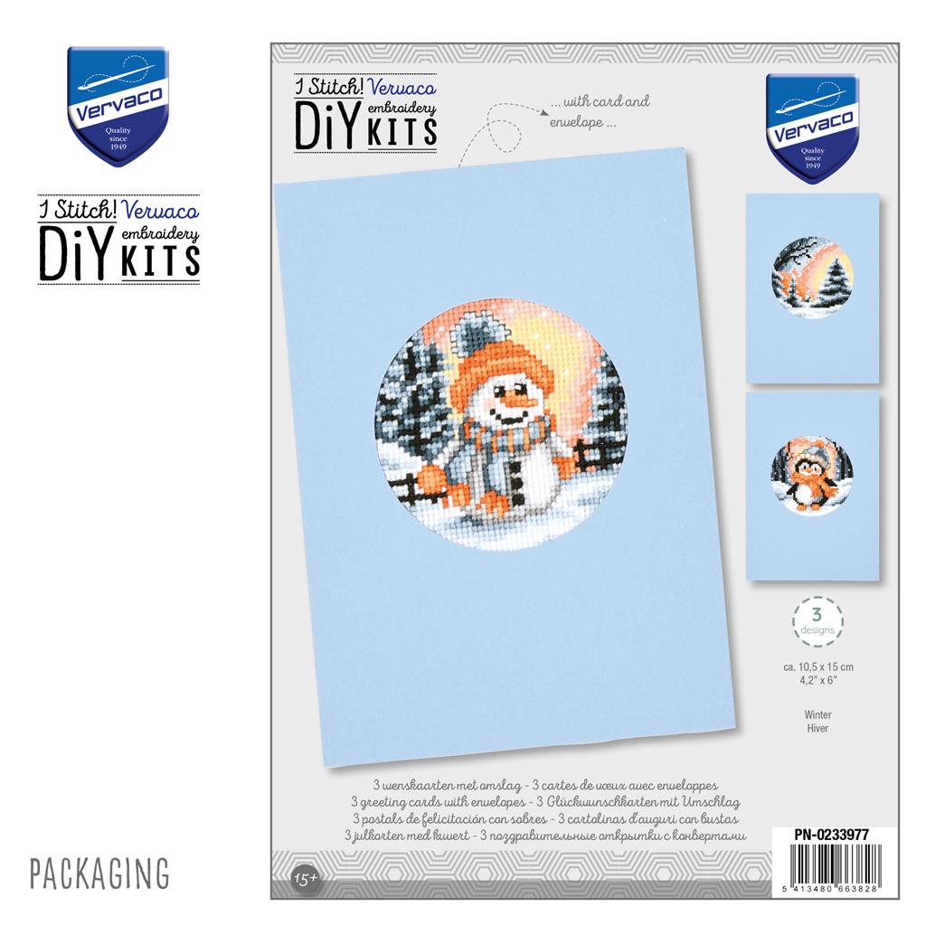 Wenskaart Borduurpakket - Winter - Set Van 3