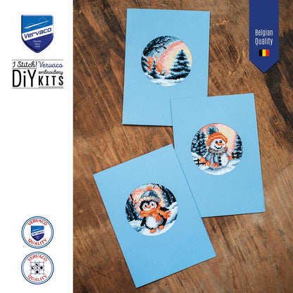 Wenskaart Borduurpakket - Winter - Set Van 3