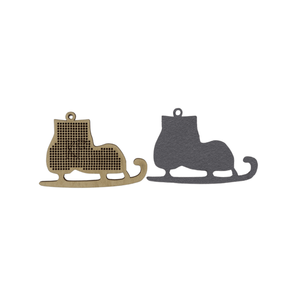 Borduurpakket Kerstboomhanger - Grey Christmas Skate