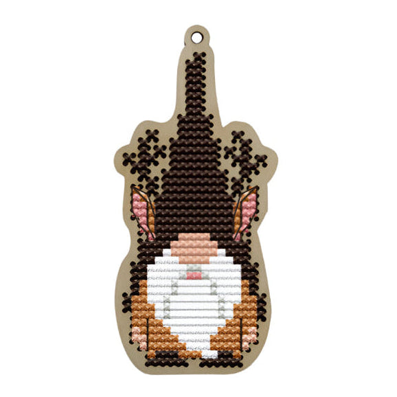 Embroidery Kit Christmas Tree Hanging - Gnome In A Brown Hat