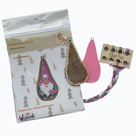 Embroidery kit Christmas tree decoration - Cute Gnome