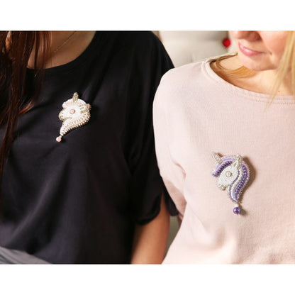 Kit de broderie de perles - Broche - Licorne rose KL10-007