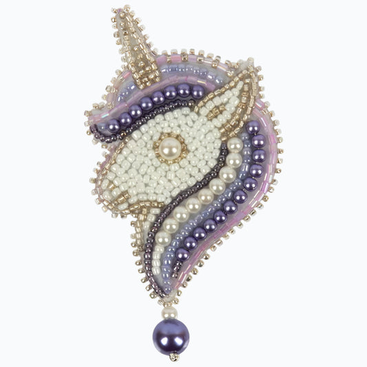 Borduurpakket met Kralen - Broche - Purple Unicorn KL10-016