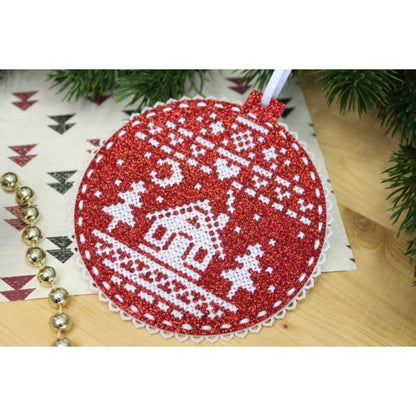 Embroidery Kit Christmas Tree Ornament - House In The Forest ST-1021